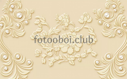 цветы, пионы, узор, жемчуг, 3д, 3d